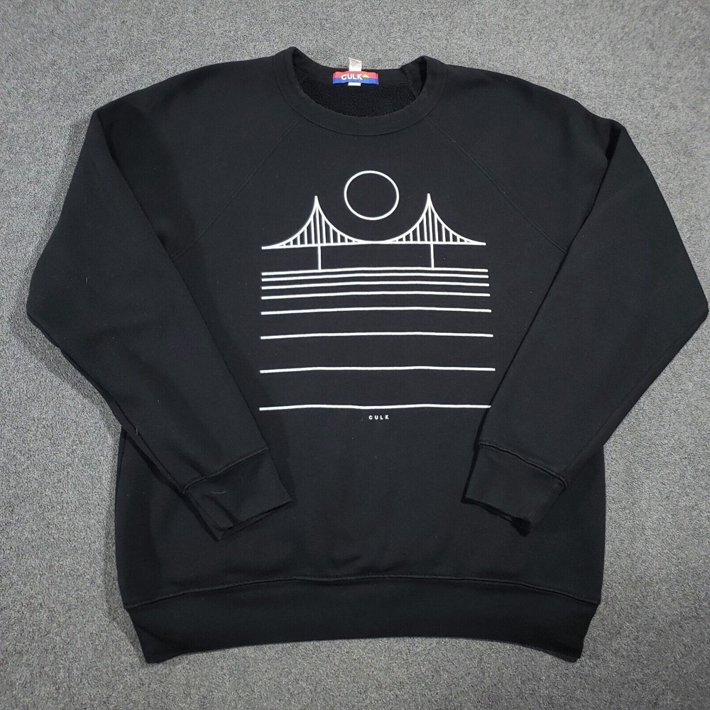 CULK Sweatshirt Mens Large Black Fleece SF Golden Gate Bridge‎ Graphic Pullover